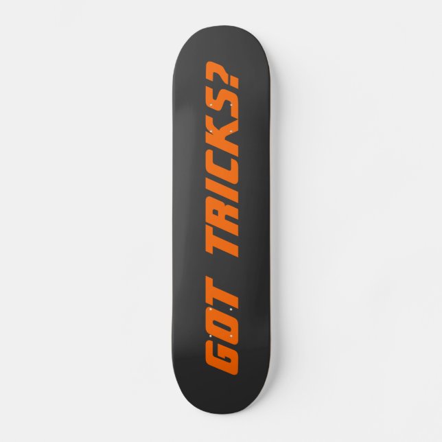 HAR TRICKS? - Vassare Neon Orange på svart Skateboard Bräda 21,5 Cm (Framsida)
