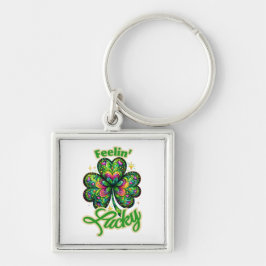 Har tur? fyrkantig silverfärgad nyckelring