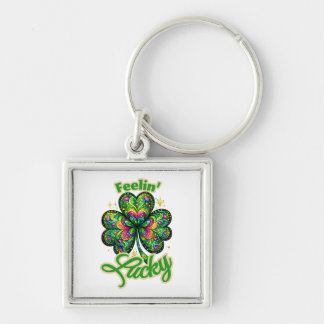 Har tur? fyrkantig silverfärgad nyckelring