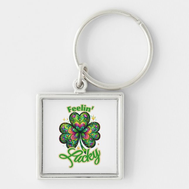 Har tur? fyrkantig silverfärgad nyckelring (Framsidan)