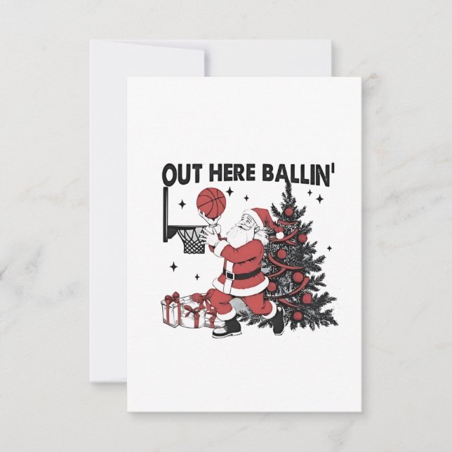 Här ute basketboll sport jul inbjudningar (Framsida)