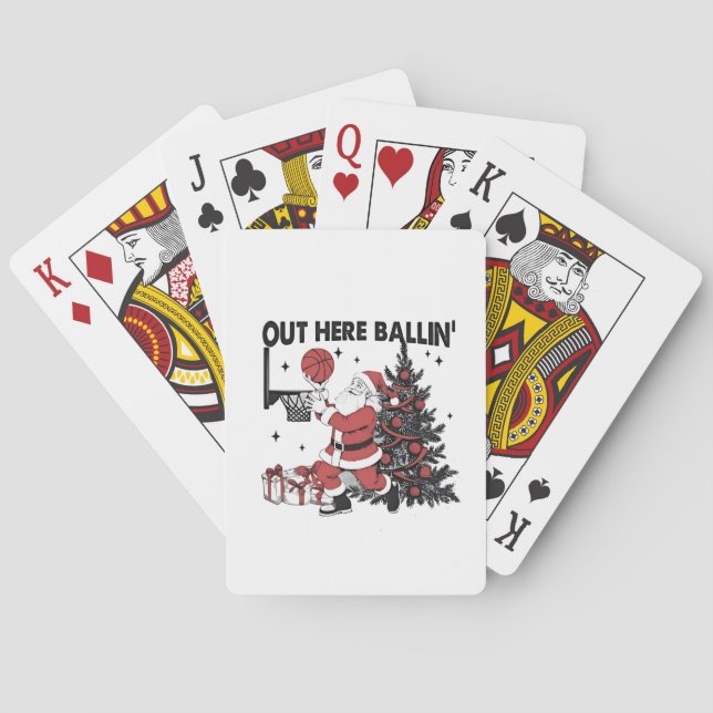 Här ute på Basketball Sport Julafton jul Casinokort (Baksidan)