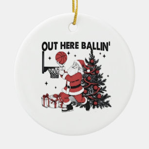 Här ute på Basketball Sport Julafton jul Julgransprydnad Keramik