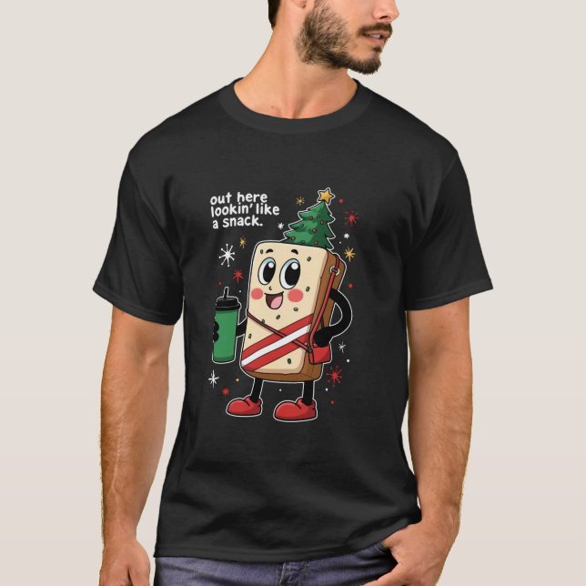 Här ute ser det ut som en snack funny Julgran T Shirt (Framsida)