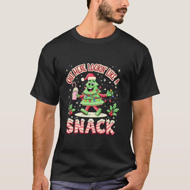 Här ute som en fin julklapp Julafton T Shirt (Framsida)