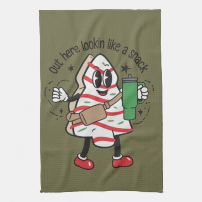 Här ute som en Snack Julgran-kummel Kökshandduk (Vertikal)