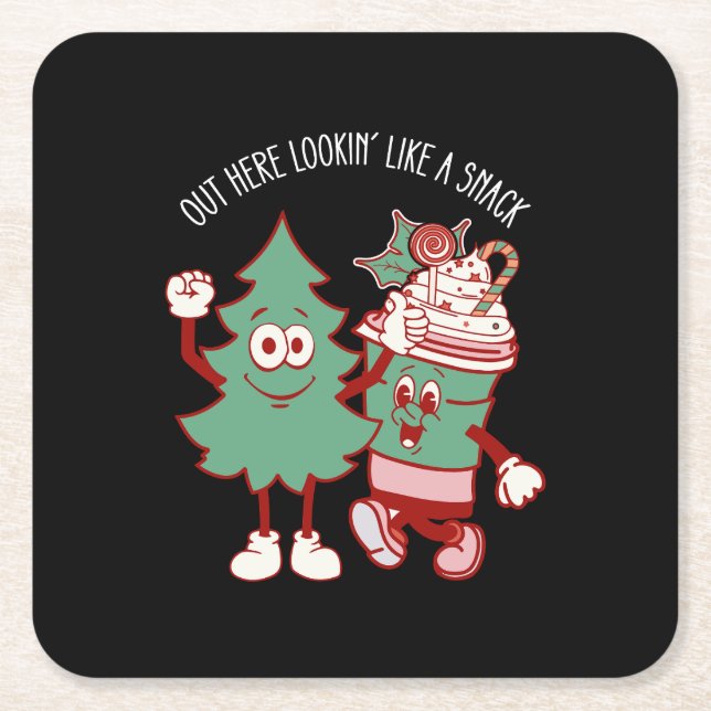 Här ute som en Snack Julgran-kummel Underlägg Papper Kvadrat (Framsidan)