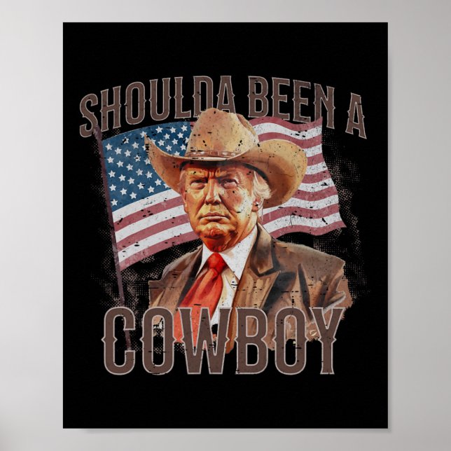 Har varit en Cowboytrump 2024 4 juli USA:s Flagga Poster (Framsidan)
