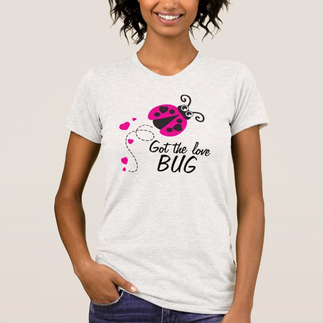 Har vid kärlek kryp ladybug rosa t-shirt (Framsida)