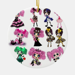Harajuku Girls - Lolita mode onistas Julgransprydnad Keramik