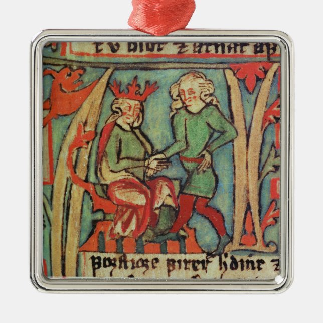 Harald mig Fairhair hälsning Guthrum 'Flateybok Julgransprydnad Metall (Framsidan)