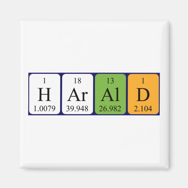 Harald Periodisk bord namn magnet (Framsidan)