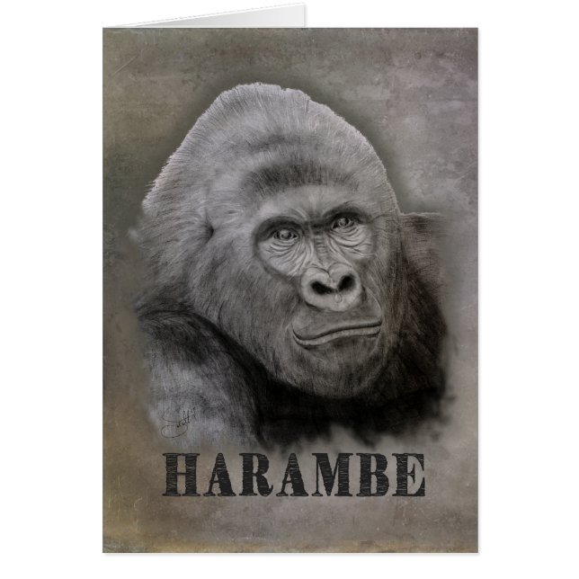 Harambe (Graphite Teckning) OBS Kort (Framsidan)