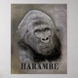 Harambe (Graphite Teckning) Poster