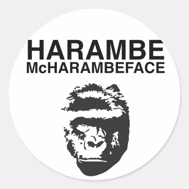 Harambe McHarambeface Runt Klistermärke (Framsida)