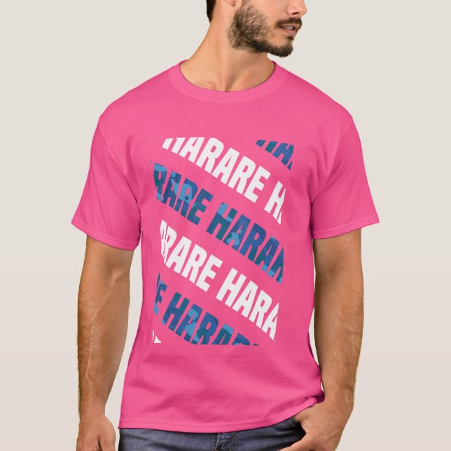 Harare Camo Mönster Blue Camouflage T Shirt (Framsida)