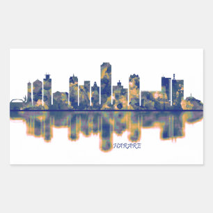 Harare Skyline Rektangulärt Klistermärke