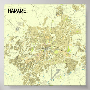 Harare Zimbabwe karta Poster