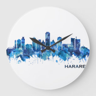 Harare Zimbabwe Skyline Blue Stor Klocka