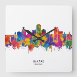 Harare Zimbabwe Skyline Fyrkantig Klocka