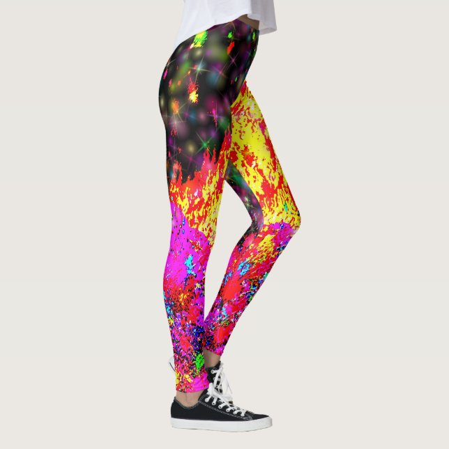 Hårbenbrand med färg och gnistor leggings (Höger)