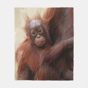 Hårbildande Cute - den ärade Baby Orangutan Fleecefilt