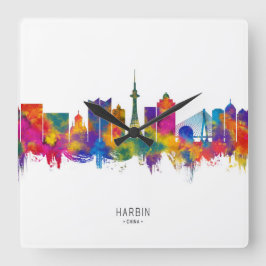 Harbin China Skyline Fyrkantig Klocka