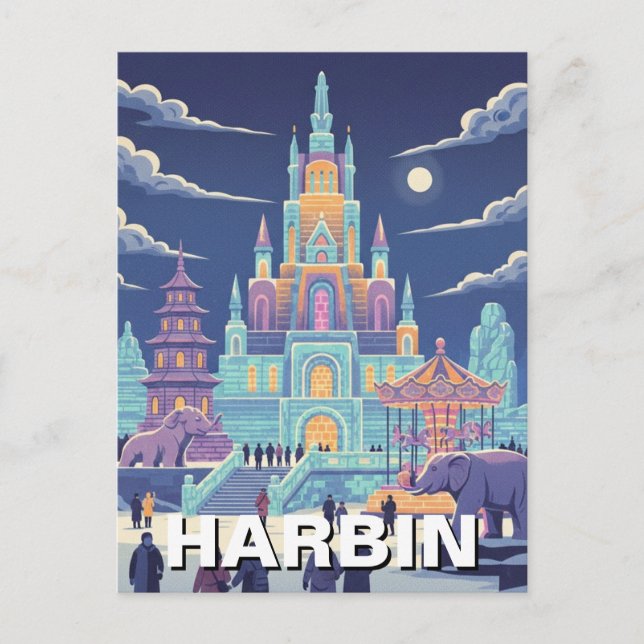 Harbin isfestival Kina Vykort (Framsida)