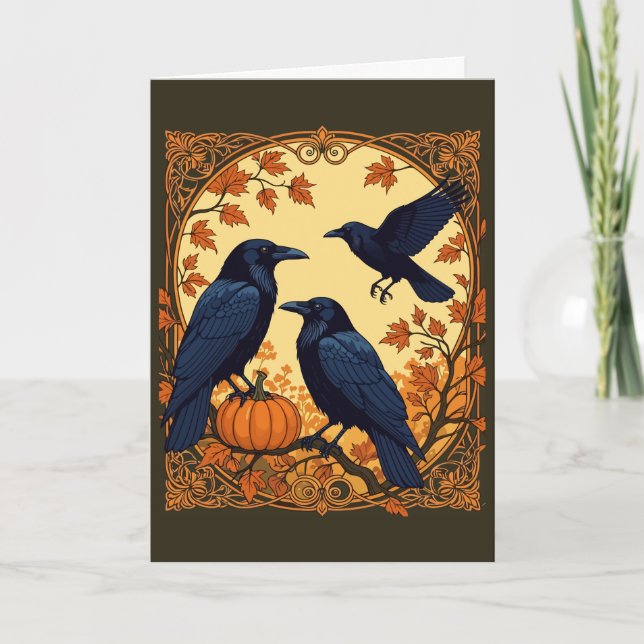 Harbingers Ravens Förbereder Sig För Halloween Helgkort (Framsida)
