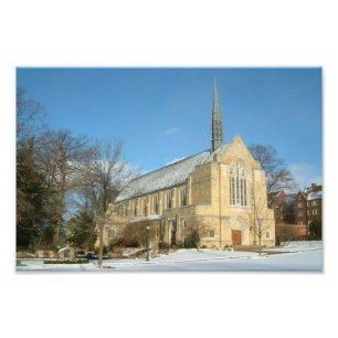 Harbison Chapel i Winter vid Grove City College Fototryck