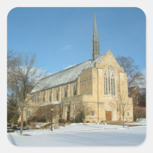 Harbison Chapel i Winter vid Grove City College Fyrkantigt Klistermärke