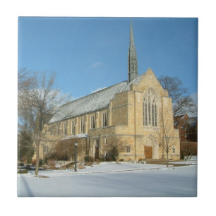 Harbison Chapel i Winter vid Grove City College Kakelplatta