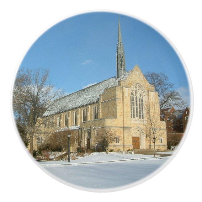 Harbison Chapel i Winter vid Grove City College Knopp (Framsidan)