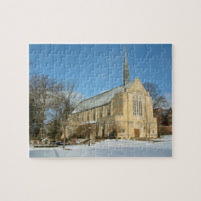 Harbison Chapel i Winter vid Grove City College Pussel (Horisontell)