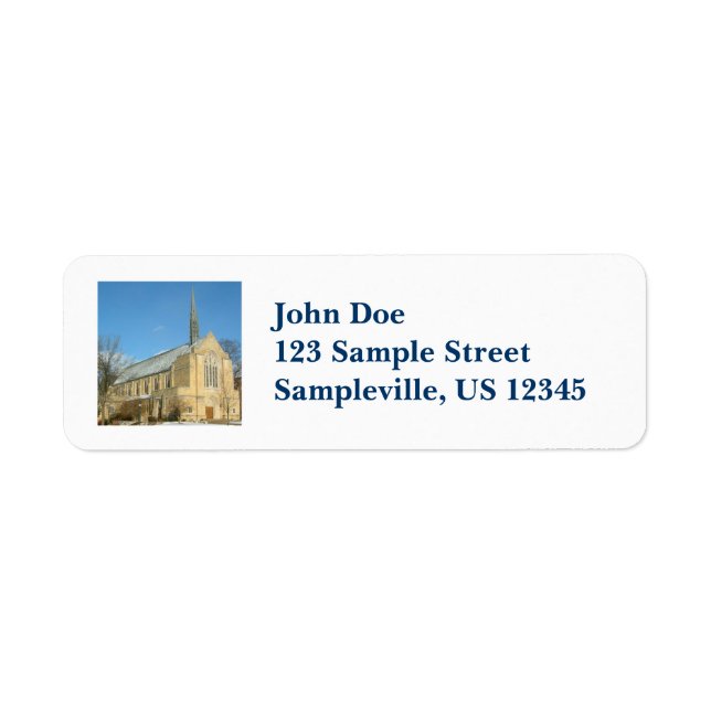 Harbison Chapel i Winter vid Grove City College Returadress Etikett (Framsidan)