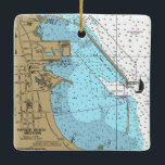 Harbor Beach Michigan Nautical Diagram Julgransprydnad Keramik<br><div class="desc">Hambor Beach MI julprydnad,  gjord med nautiskt diagram.</div>