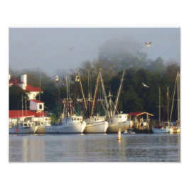 Harbor Shrimp Boats på morgonen Fototryck