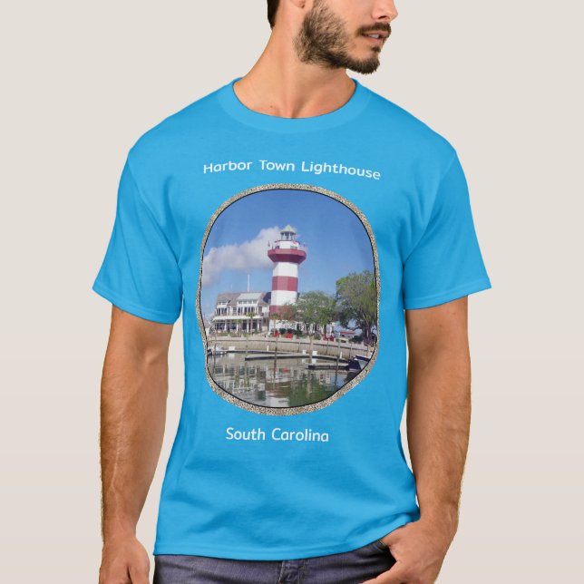 Harbor Town Lighthouse-skjorta med vit skrift T Shirt (Framsida)