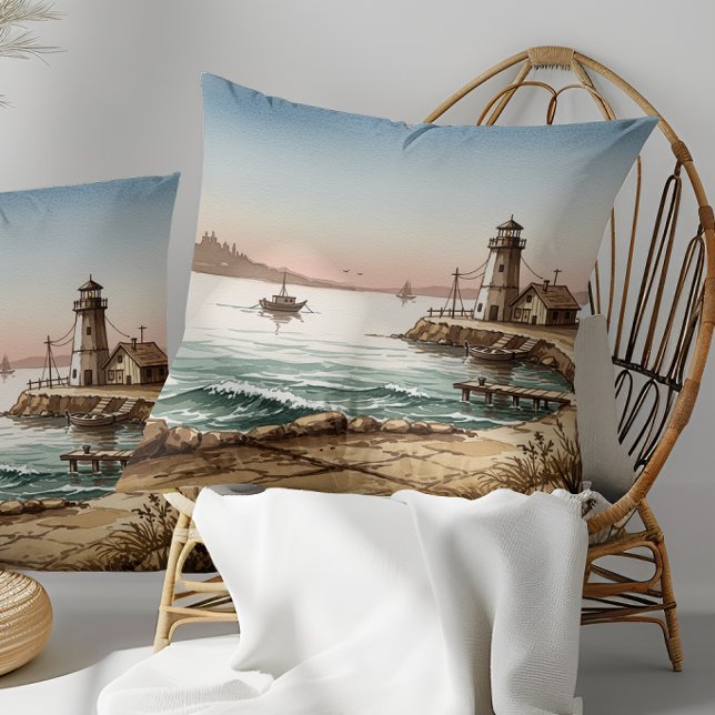Harborlight Haven | Kustnära Airbnb-inredning Kudde (Skapare uppladdad)