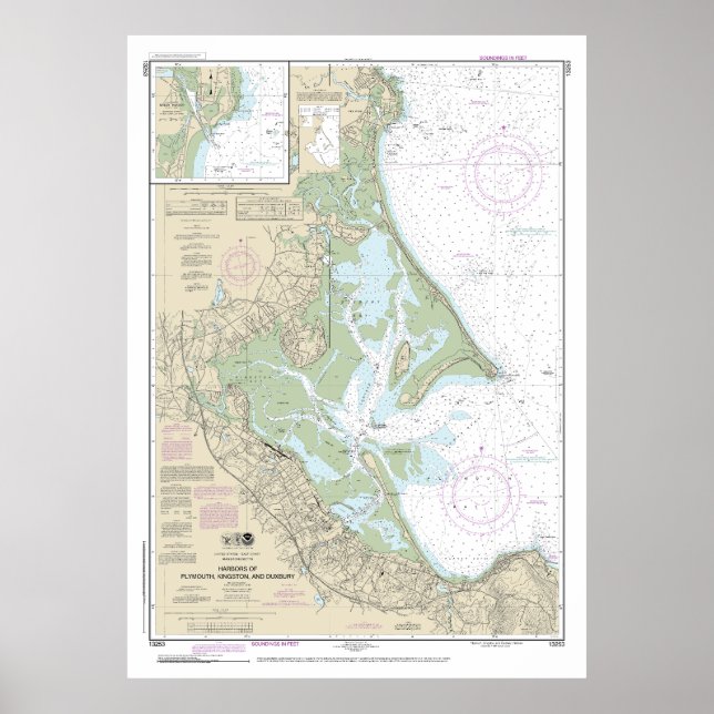 Harbors of Plymouth, Kingston and Duxbury Chart Poster (Framsidan)