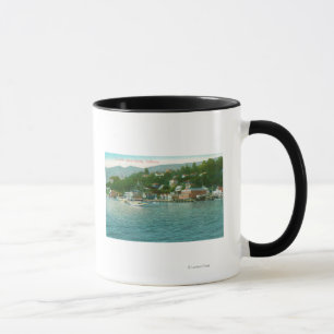 Harborview med yachter och segelbåtar mugg