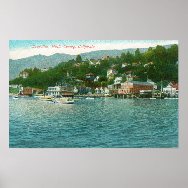 Harborview med Yachts och Segelbåt Poster (Framsidan)