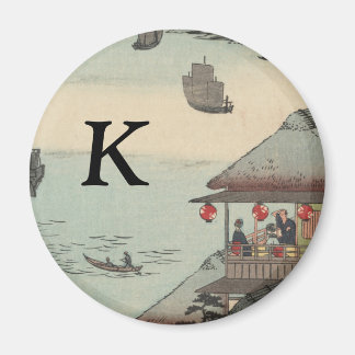 Harbour at Kanagawa, Japan: Monogram Initial Magnet
