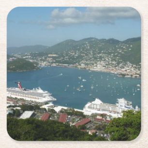 Harbour at St. Thomas US Virgin Islands Underlägg Papper Kvadrat