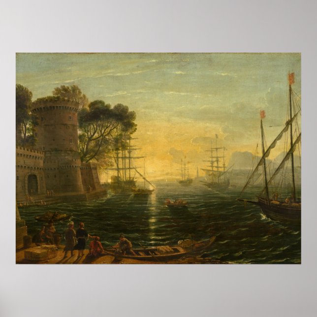 Harbour at Sunset - Claude Lorrain Fine Art Poster (Framsidan)