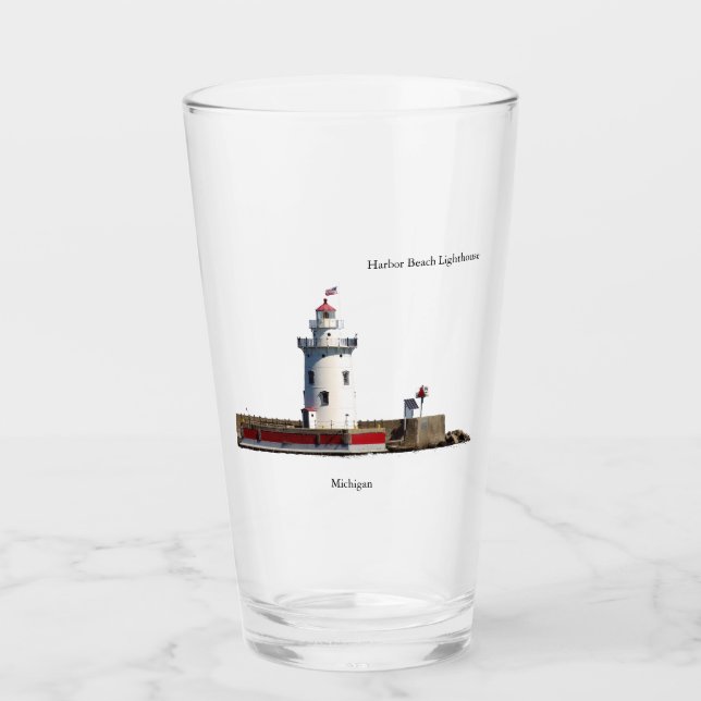 Harbour Beach Lighthouse bild glas (Framsida)