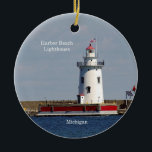Harbour Beach Lighthouse-cirkelornament<br><div class="desc">Harbour Beach fyr i Harbor Beach,  Michigan vid Sjö Huron</div>