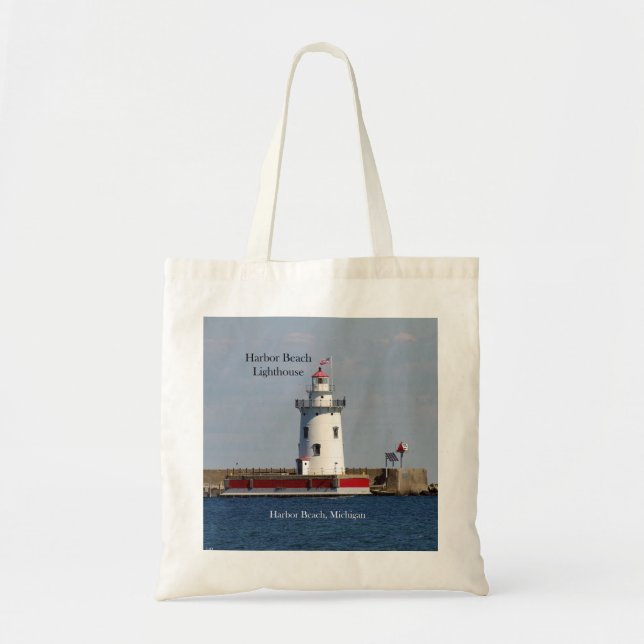 Harbour Beach Lighthouse tote bag Tygkasse (Framsidan)