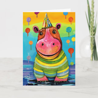 Harbour Fest Hippo: Cute Barns födelsedag-kort Kort
