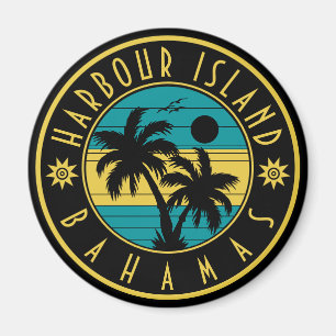 Harbour Island Bahamas Retro Handflatan träd Souve Magnet